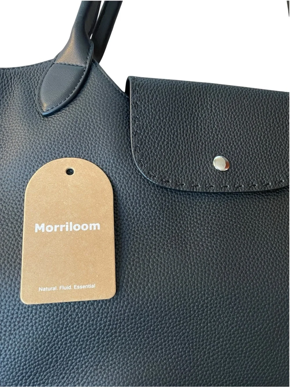 MOORILOOM Black Pebbled Genuine Leather Tote Bag Minimalist Roomy
